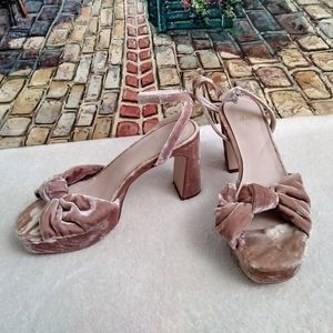 H&M Rose Velvet Pump High Sandals for Woman. Rose Gold High Heels.